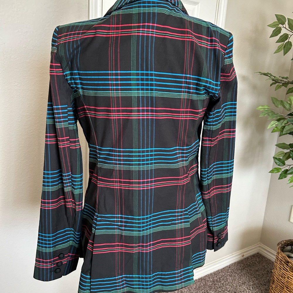 Cabi One Button Collared Jacket Plaid Multicolor - image 3